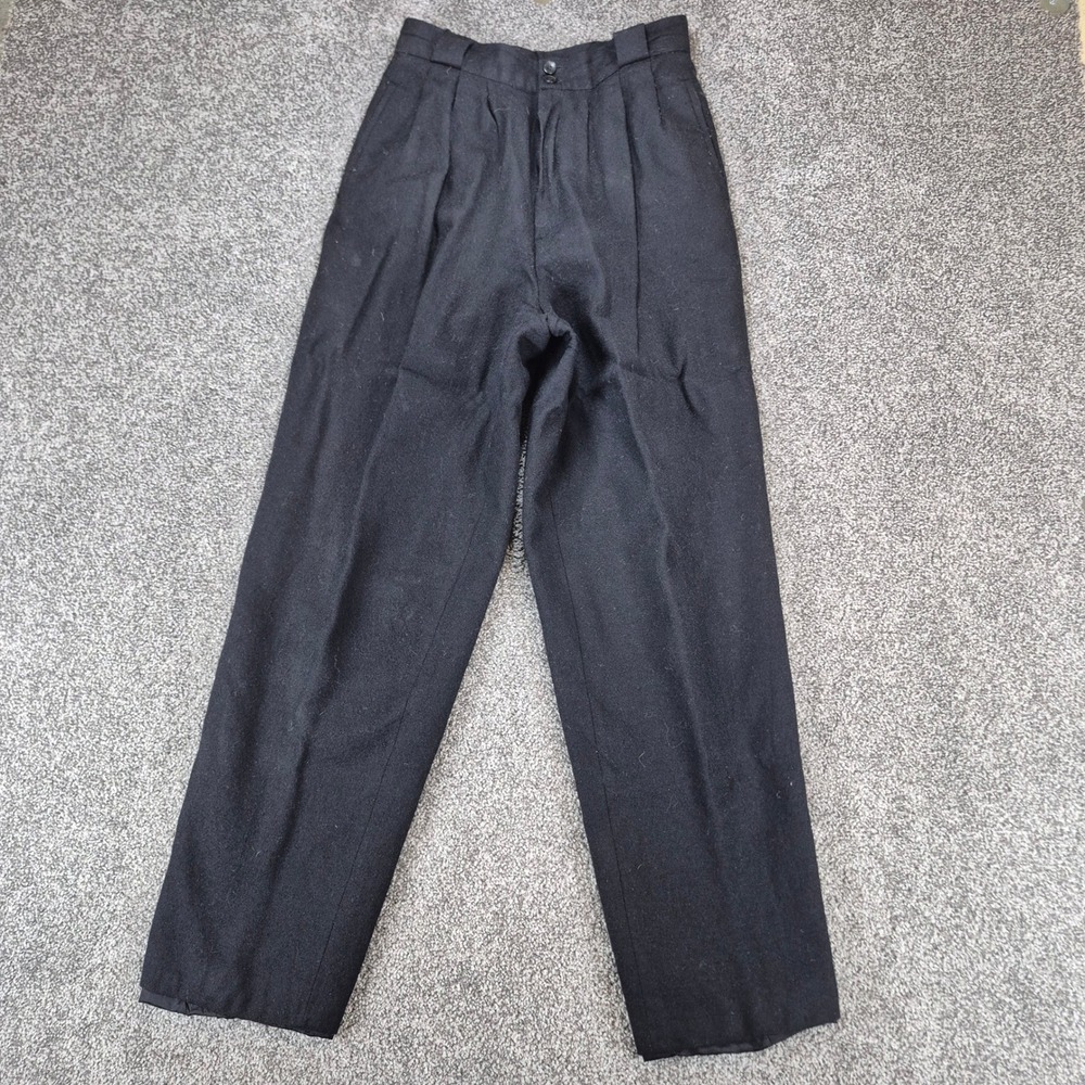 Vintage 80s Giorgio Sant Angelo Wool Pleated Pants Womens 10 Black High Waist